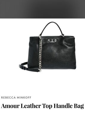 Rebecca Minkoff Amour Black Leather Satchel with Top Handle Bag
